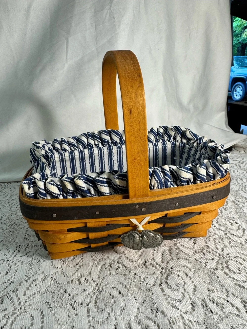 Longaberger 97 Sweetheart Sweet Treats Basket With Blue and Plastic Liner